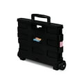 thumbnail image 3 of Pop & Load Collapsible Rolling Utility Cart, Plastic Pack-N-Roll Cart with Handle, Portable Storage, Black & Pink, 3 of 6