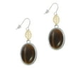 thumbnail image 2 of Delight Jewelry Silvertone Oval - Imitation Cat's Eye - Brown - Goldtone Leaf French Earrings, 2 of 4