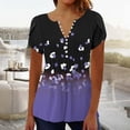 thumbnail image 2 of Summer Tops for Women Trendy Boho Floral Print Tunic Shirts Short Sleeve V Neck Tshirt Casual Loose Blouse Fashion, 2 of 5