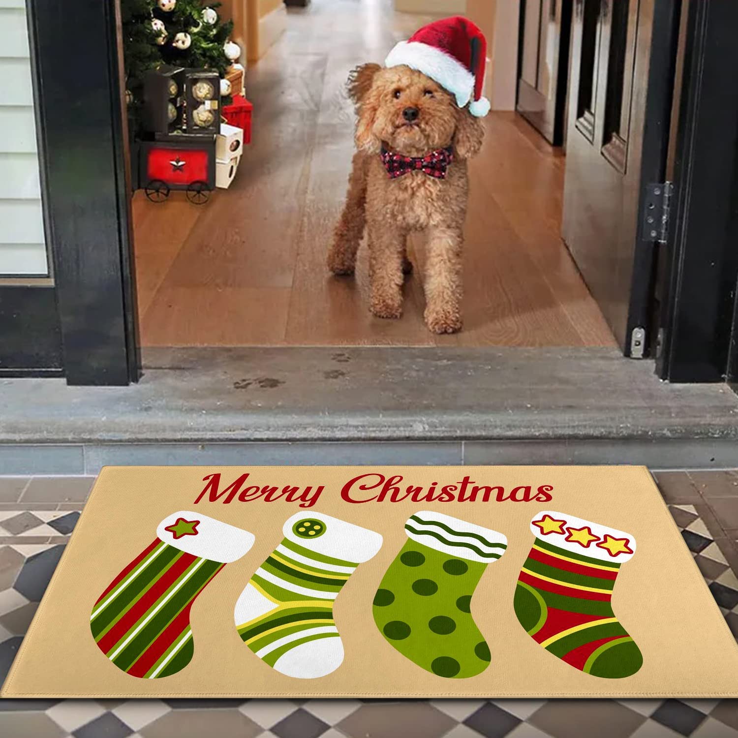 Christmas Door Mat Christmas Rug Christmas Decorations Christmas Socks Doormat Christmas Welcome Mat Indoor Winter Door Mat Outdoor 30"x17"