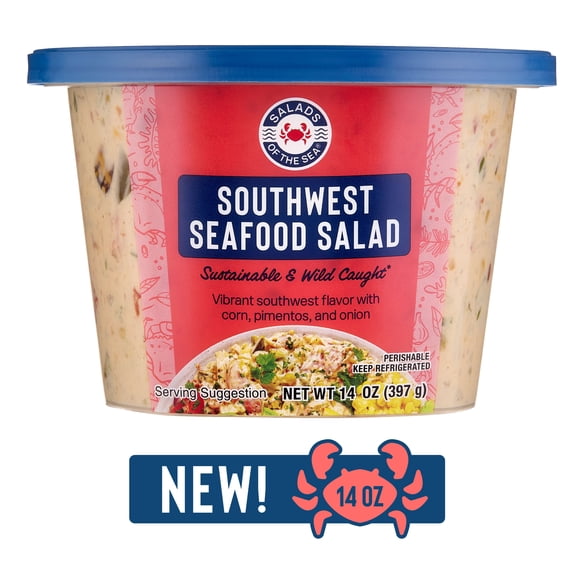 Salad of the Sea Southwest Seafood Salad, Regular 14oz Plastic Tub, Refrigerated