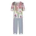 thumbnail image 4 of DailyTrove Women's Long Sleeve Floral Print Top & Pant Set - Patterned, Loose Fit, Summer & Weekend Wear,Gray, 4 of 5