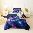 thumbnail image 2 of Castle Fairy Cyberpunk Blue Car Twin Comforter Sets 3-Piece for Men, Neon City Bedding Set for Bedroom, Blue and Orange,Navy Blue Reversible, 2 of 6