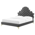 thumbnail image 1 of Tufted Platform Bed Frame, Full Size, Velvet, Dark Grey Gray, Modern Contemporary Urban Design, Bedroom Master Guest Suite, 1 of 10