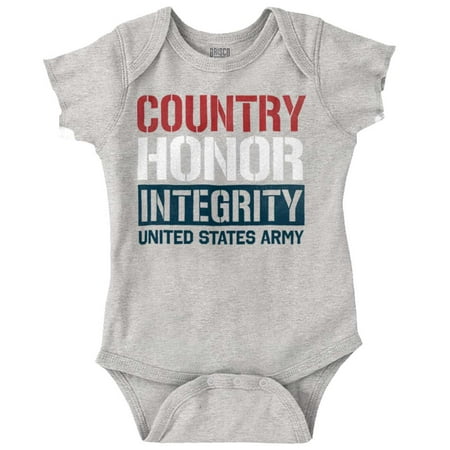 

US Army Patriotic Proud American Romper Boys or Girls Infant Baby Brisco Brands NB