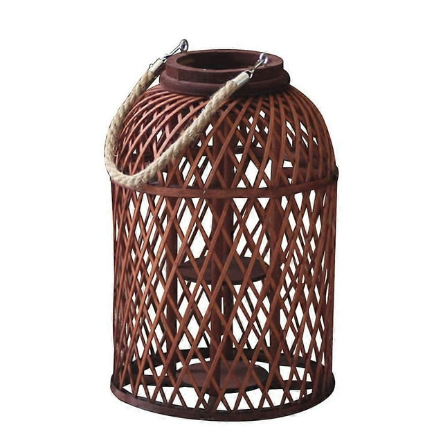 Bamboo Hanging Lamp Bamboo Lantern Retro Candle Holder For Home Decor And Garden 30x22cm Decorative Lighting 1Set