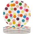 thumbnail image 2 of SKYSONIC Round Drink Coasters 2 Pcs Colorful Polka Dot Absorbent Ceramic Coaster with Cork Base for Coffee Cups for Home Decor, 2 of 5