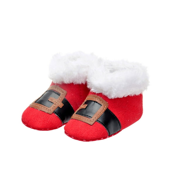 COSMOBETTY Toddler Boots 1 Pair Red Warm Baby Shoes for Kids Christmas Anti-slip Breathable