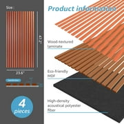 Art3d 3D Fluted Acoustic Wood Wall Panels, Cherry, 23.6'' x 47.2'', MDF, 4-Piece