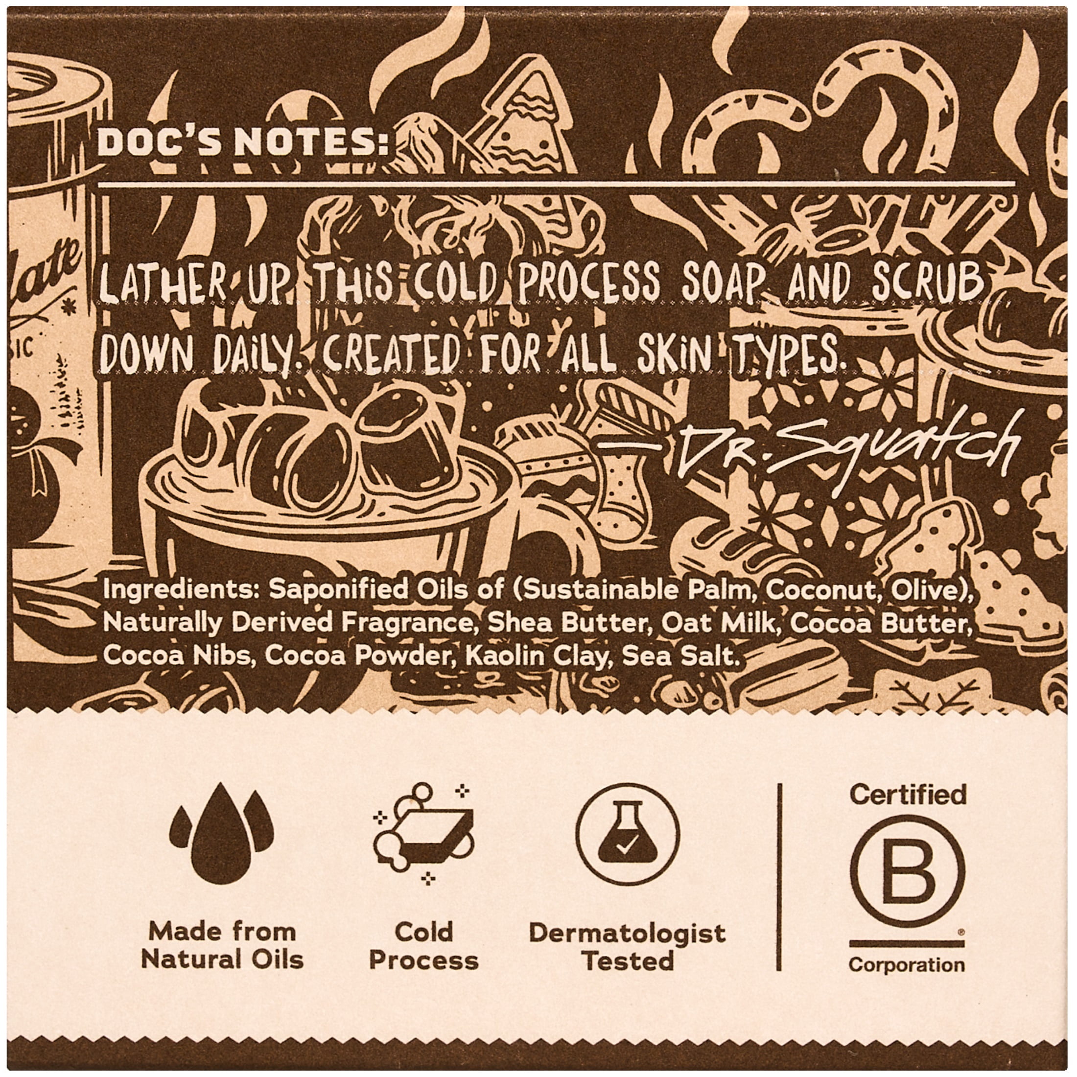 (2 pack) Dr. Squatch Hot Choccy Natural Bar Soap for Men, 5 oz