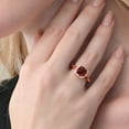 thumbnail image 4 of Gem Stone King 2.70 Ct Red Garnet White Created Sapphire 18K Rose Gold Plated Silver Ring, 4 of 6