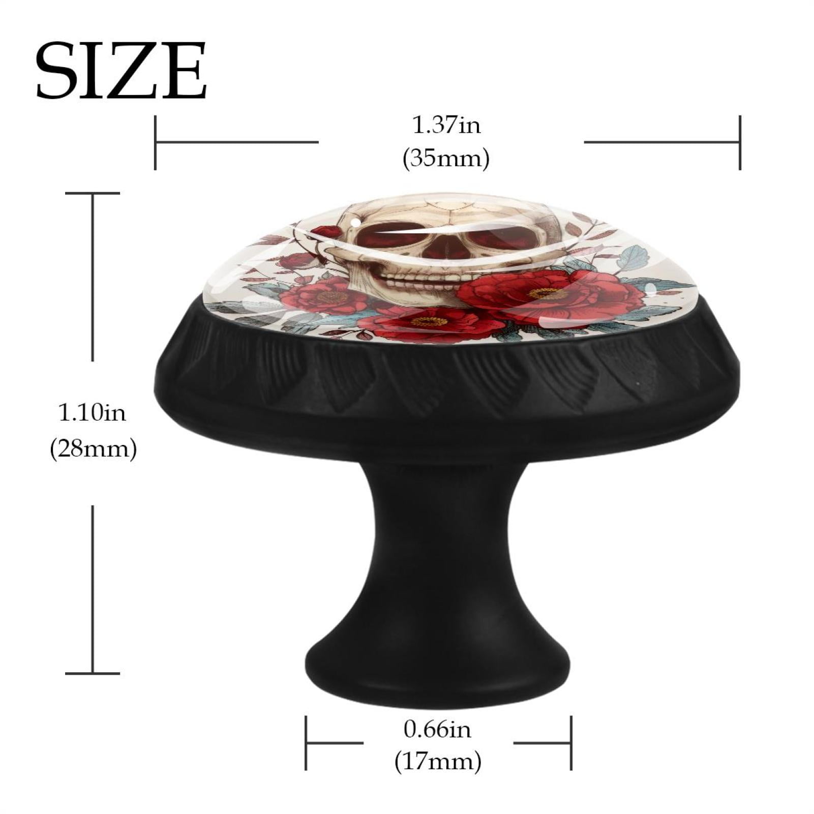 12 Pack Round Glass Drawer Knobs For Kitchen Cabinet With Screws, Day of the Dead Skull and Flowers Crystal Diamond Shaped Cupboard Knobs For Kitchen Office Bathroom