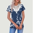 thumbnail image 1 of TaTaai Spring Floral Print Pullover Top for Women, V Neck Short Sleeve Blouse with Sheer Panel Inserts, Casual Loose Fit Shirt for Daily Outfits & Work Gift, 1 of 5