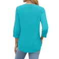 thumbnail image 4 of Fantaslook Womens Blouses 3/4 Sleeve V Neck Henley Shirts Dressy Casual Tops Summer Fall Fashion Clothes, 4 of 9