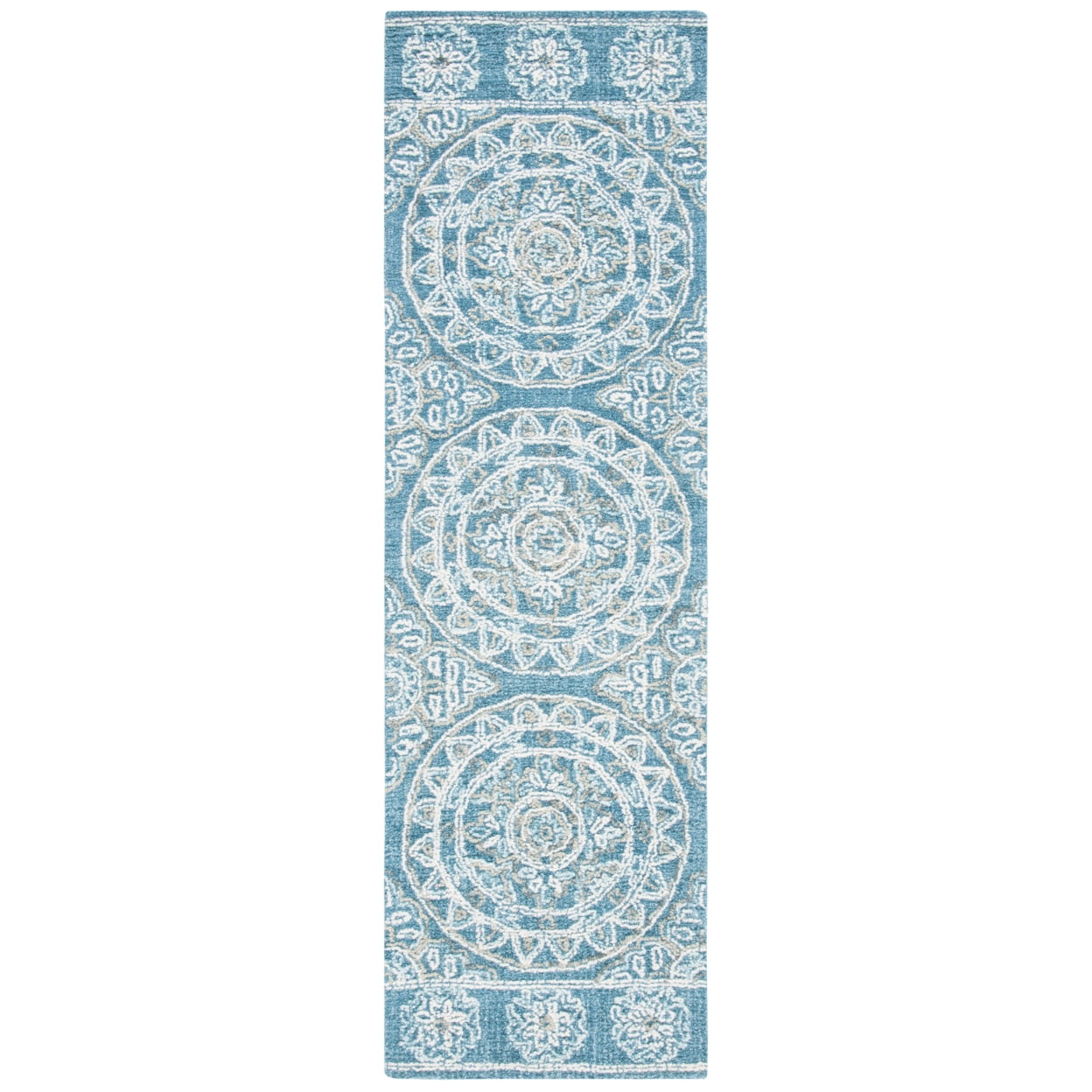 SAFAVIEH Blossom Bernadine Damask Area Rug, Blue/Ivory, 6' x 6' Round