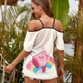 thumbnail image 2 of Rainbow Kirby Women's T Shirt Short Sleeve Off Shoulder Camisole Tee Shirt Top Summer Breathable Adjustable Cold Shoulder T-Shirt, 2 of 6