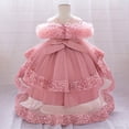 thumbnail image 6 of Rggeeun Toddler Dress With Layered Ruffles And Detachable Train For Girls Classic Casual O-Neck Sundress, 6 of 9
