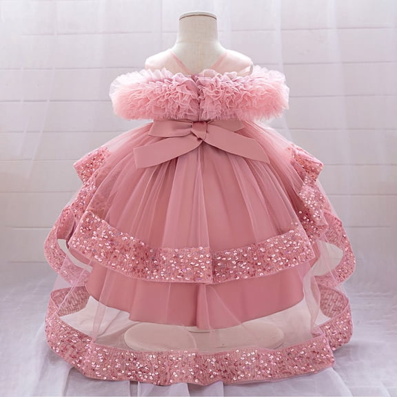 Toddler Girl Dresses Pink Sleeveless Princess Birthday Party Dresses Halloween Party 2T