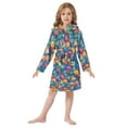 thumbnail image 6 of FORMRS Kids Bathrobe Unisex Hooded Robe Toddler Pajamas Sleepwear, Size 2-3T, Vibrant Art Leaves Pattern, 6 of 7