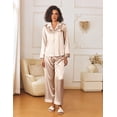 thumbnail image 3 of Conjunto de pijama Ekouaer de satén de seda para mujer, pijama de manga larga, 3 of 6