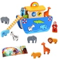 thumbnail image 1 of Toy Noah's Ark KMTJT para niños pequeños de madera con historia bíblica de 1 a 2 años, 1 of 7