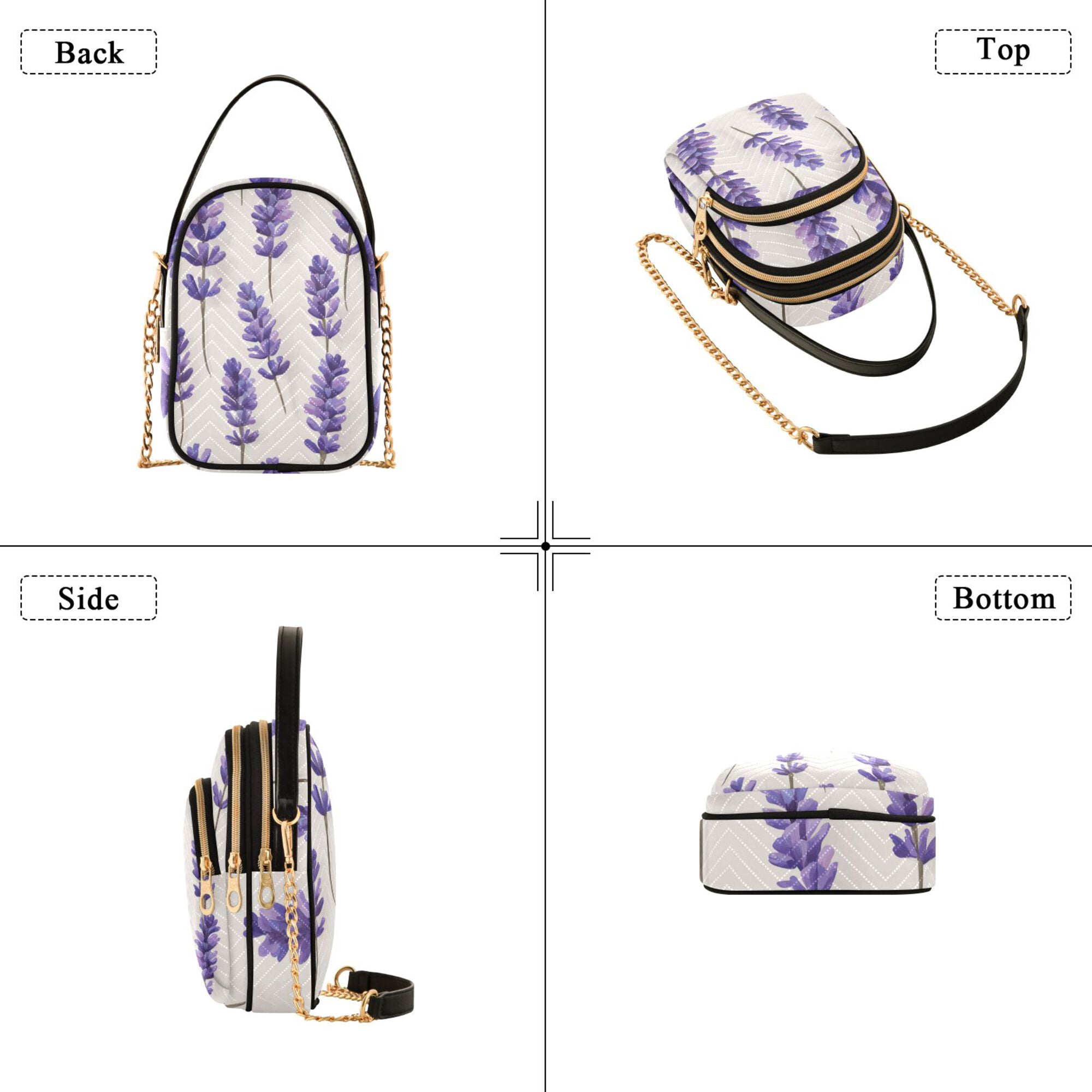 FORMRS Crossbody Bag for Women Quilted Travel Shoulder Cell Phone Purse with Chain Strap Handbag, Lavender Pattern