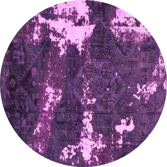 Ahgly Company Indoor Round Abstract Pink Modern Area Rugs, 8' Round