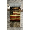 thumbnail image 2 of Ambesonne United States Quilted Bedspread Set 2 Pcs, Vintage Flag Wood, Twin Size, Cream and Red, 2 of 2