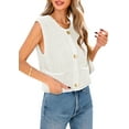 thumbnail image 3 of Shine Up Vest for Women Button Down Cardigan Sweater Sleeveless Crochet Knit Tops with Pockets, 3 of 8