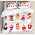 thumbnail image 1 of Number King Size Duvet Cover Set, Cupcake Cookies Candies Shaped Numbers Sweet Years Happy Birthday Joyful Design, Decorative 3 Piece Bedding Set with 2 Pillow Shams, Multicolor, by Ambesonne, 1 of 3