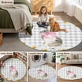 thumbnail image 5 of Blue Easter Bunny Round Area Rug 5Ft Washable Circle Rugs for Living Room Bedroom, Spring Daisy Modern Gray Buffalo Plaid Non-Slip Carpet Floor Mats Indoor Outdoor Carpet Runner Aesthetic Home Decor, 5 of 8