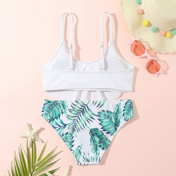 Maillot De Bain Deux Pièces Fille SHEKINI - Bikini Tankini Imprimé Volants Réglable 6-14 Ans
