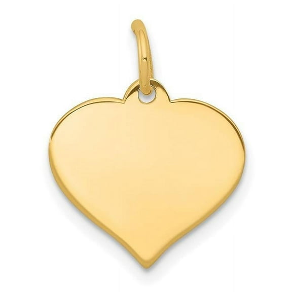 10k Yellow Gold Polished Love Heart Disc Charm 18x14mm Wide Pendant Necklace for Women - .6 Grams