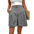 thumbnail image 2 of Pantalones Cortos de de Cintura Alta y Pierna con Bolsillos para Mujer, de Verano Gris Oscuro L, 2 of 7