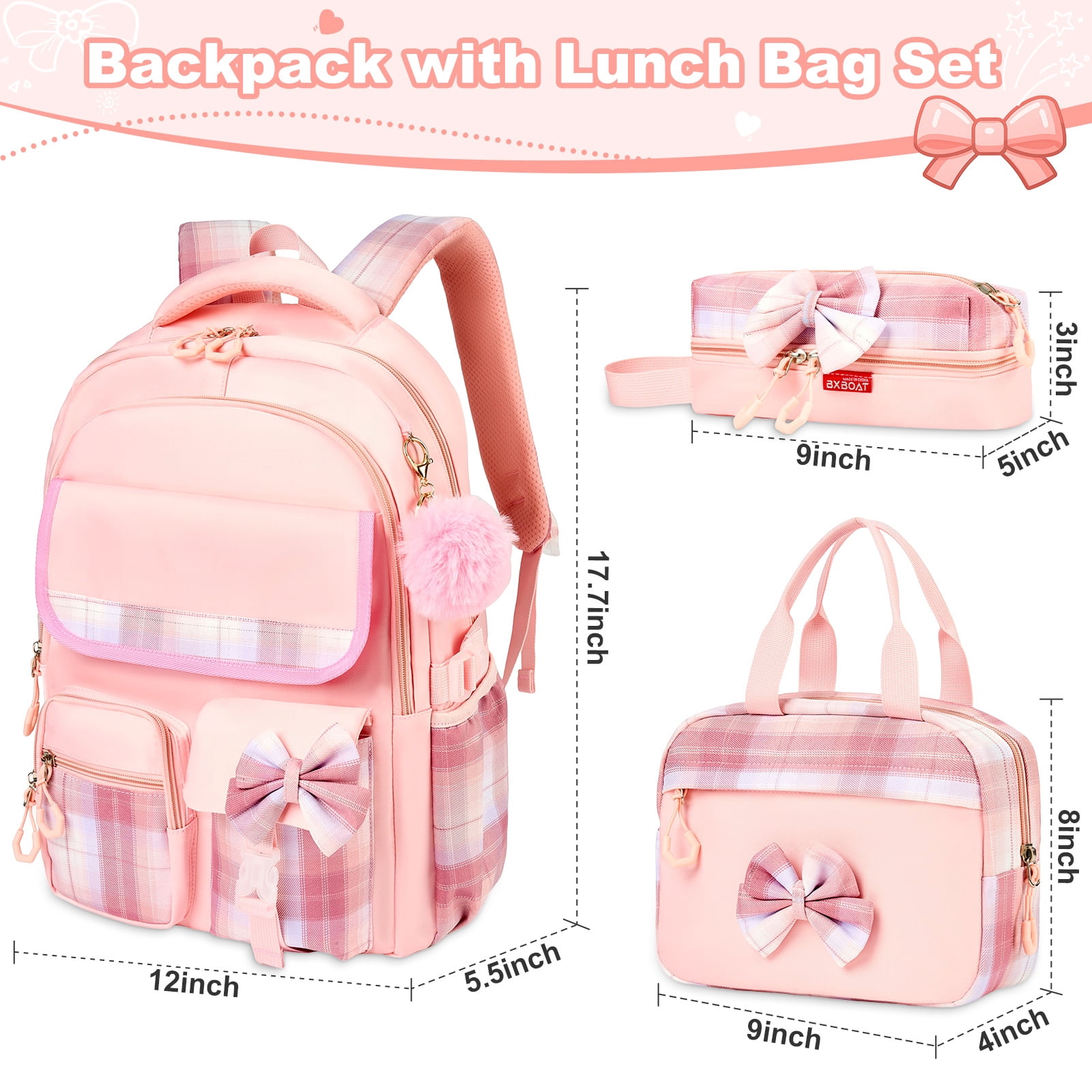 Gynky Backpack for Ages 4-12, Cute School Bag for Elementary & Middle School - Pink, Great as a Back to School Gift