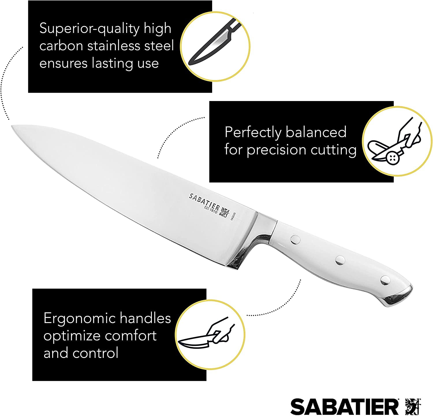 Buy the 7pc Sabatier Stainless Steel Handle Kitchen Knife Set with Scissors