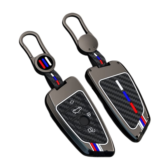 Carbon Fiber Key Fob Cover Case Metal Shell Cover Compatible for BMW 5 6 7 Series X1 X2 X3 X5 X6 X7