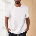 thumbnail image 2 of AHTJRT Men's Lightweight Textured Waffle Knit Short Sleeve Crew Neck Summer T-Shirt White XL, 2 of 7