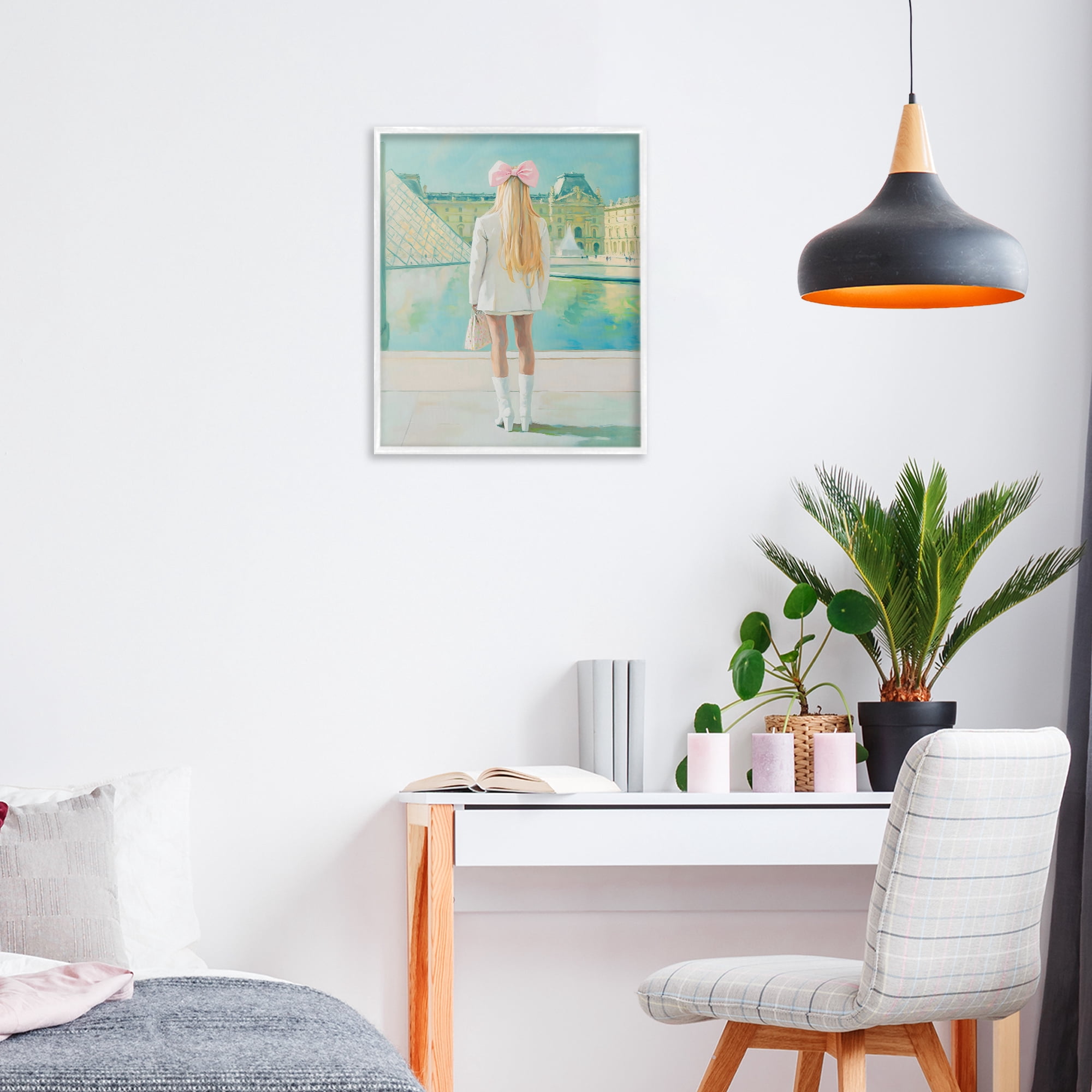 Stupell Industries Girl In Paris Observing White Framed Giclee Art, design by The Prints Vibe