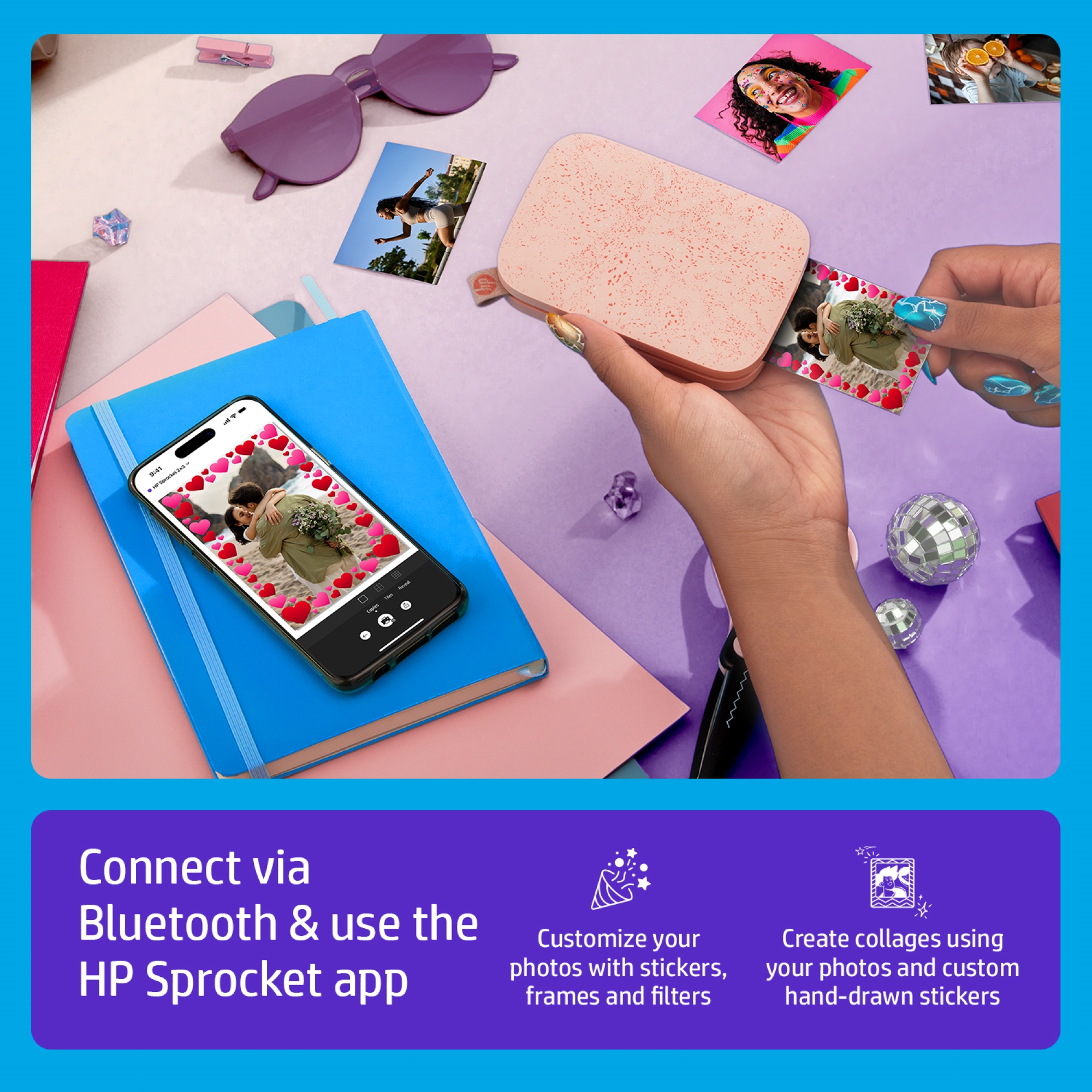HP Sprocket Portable 2x3" Photo Printer, Blush Pink photo 3