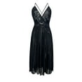 thumbnail image 6 of LYEAA Long Nightgowns for Women Sleeveless Mesh Sheer Cozy Summer Sling Night Gowns Chemise Solid V Neck Loose Casual Soft Pajamas Sleepwear Loungewear Fashion Elegant Women's Nightdress Black S, 6 of 8