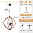 thumbnail image 3 of US HOME GOODS 4-Light Orb Chandelier, Rustic Farmhouse Candle Flush Mount Ceiling Light Fixture, Handmade Wood Pendant Lighting for Dining&Living Room Bedroom Hallway Kitchen Island Foyer Closet, 3 of 4