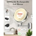 thumbnail image 6 of 30X/1X Wall Mounted Lighted Makeup Mirror, 9'' Height Adjustable Double Sided 5000mAh Rechargeable Magnifying Bathroom Mirror with Light, 3 Color Modes Touch Dimmable Extended Arm 360 Rotation, 6 of 18