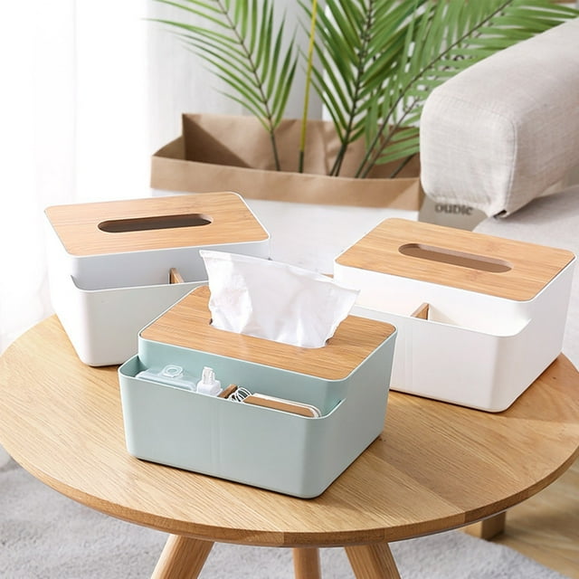 Sentmoon Tissue Box Cover Tissue Holder Composite Board Cover Scandinavian Tissue Box Household Living Room Coffee Table Drawer Box Transparent Restaurant Drawer Box