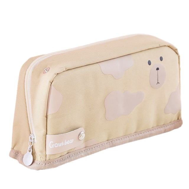Estuche para lápices FloreceBien, portátil, con cremallera, organizador de almacenamiento, estuche para lápices, estuche para cosméticos y maquillaje, color caqui