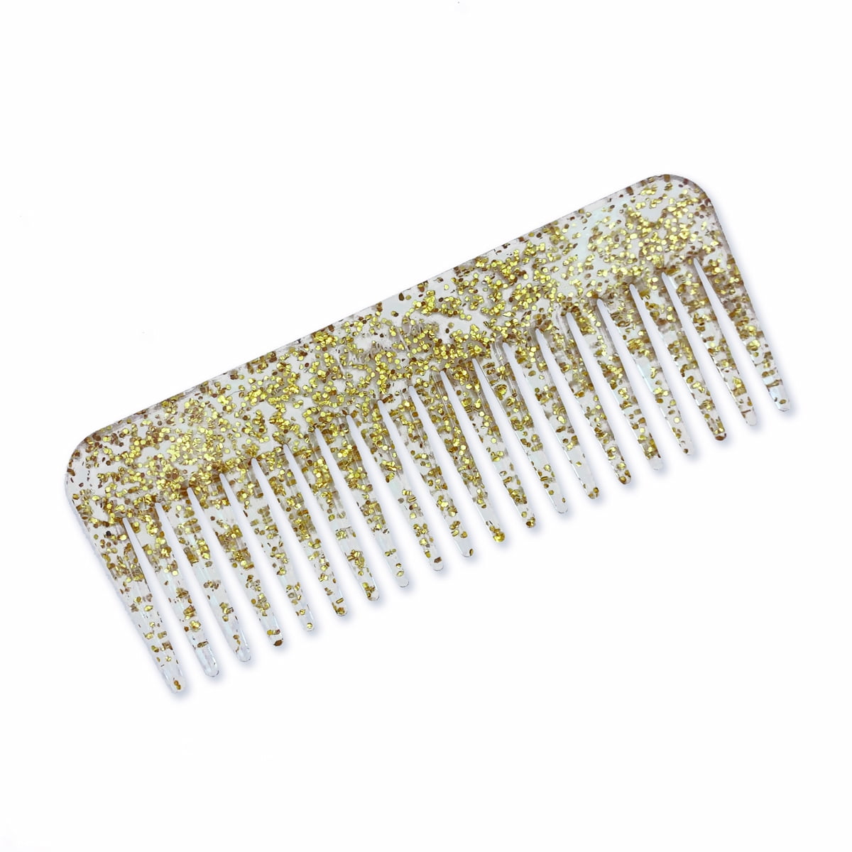 Packed Party See Ya Tangles 6.25" Plastic Wide Tooth All Purpose Detangling Hair Comb, Gold Glitter