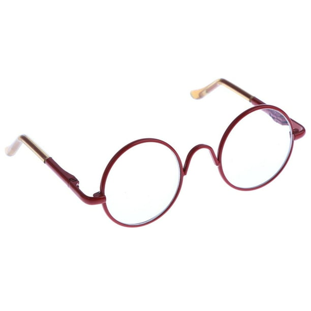 Gafas redondas en miniatura con lentes transparentes - Accesorios para muñecas de 3 cm rojo