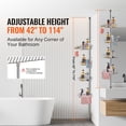 thumbnail image 2 of 42"-114" Adjustable Shower Corner Caddy Tension Pole - Rust-Proof Stainless Steel with 4 Shelves, Towel Bars & Soap Holder, 2 of 6