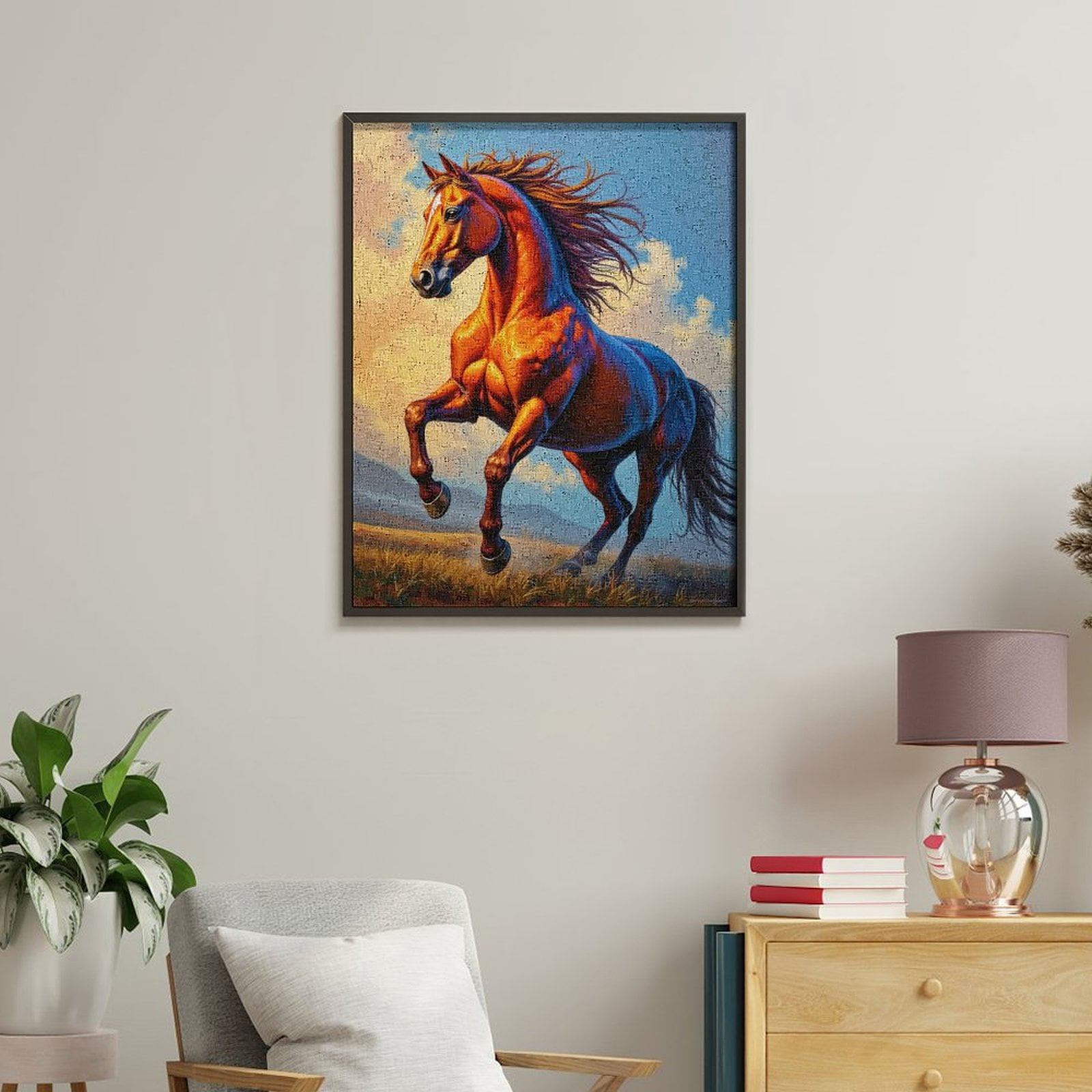 Paint By Numbers Kit for Adults Beginner - DIY Majestic Galloping Horse Art Canvas Painting Kits for Adults, Frameless Paint By Number for Adults for Home Wall Decor 16x20 Inch