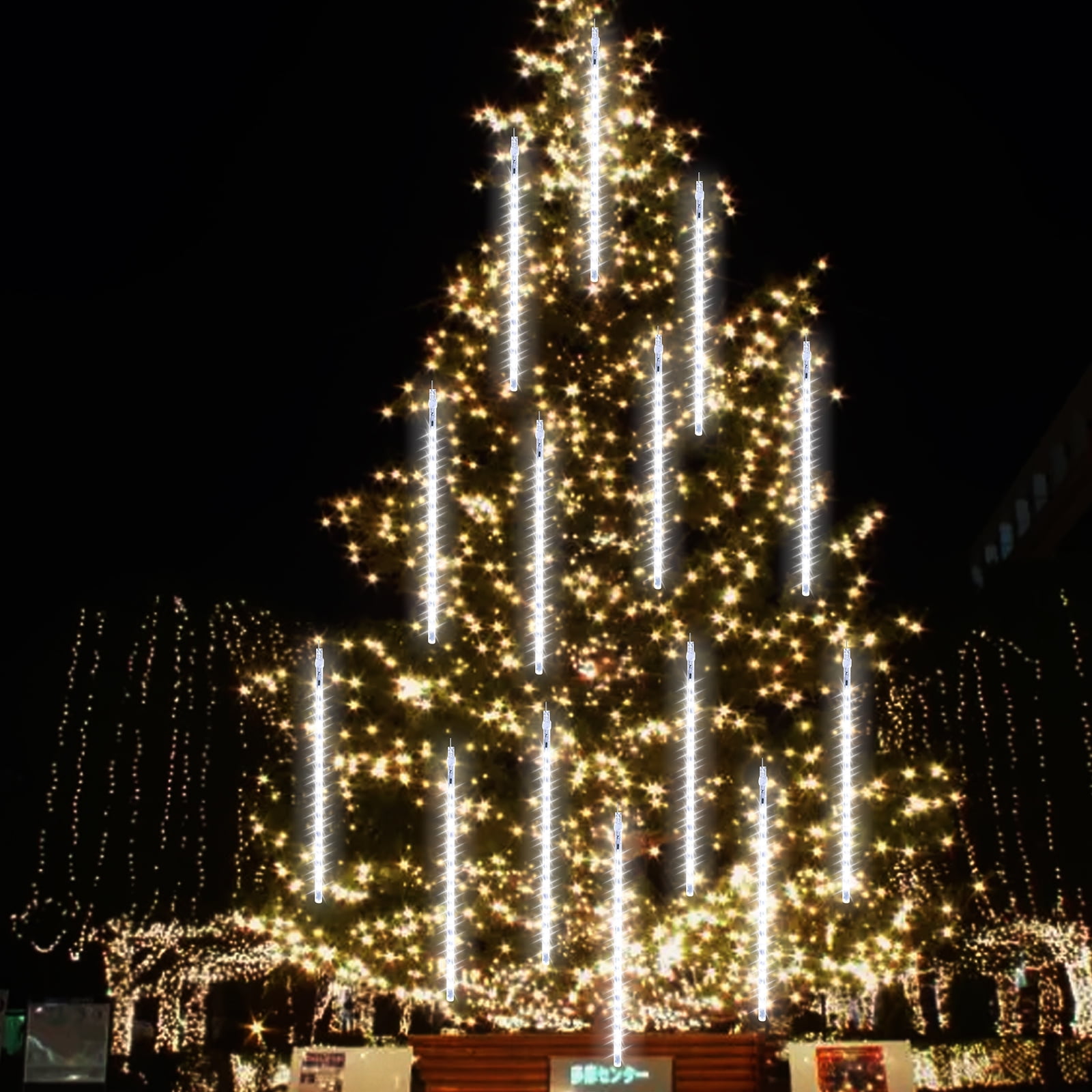 Outdoor Meteor Shower Lights, 30cm 10 Tube 360 LEDs Meteor Light